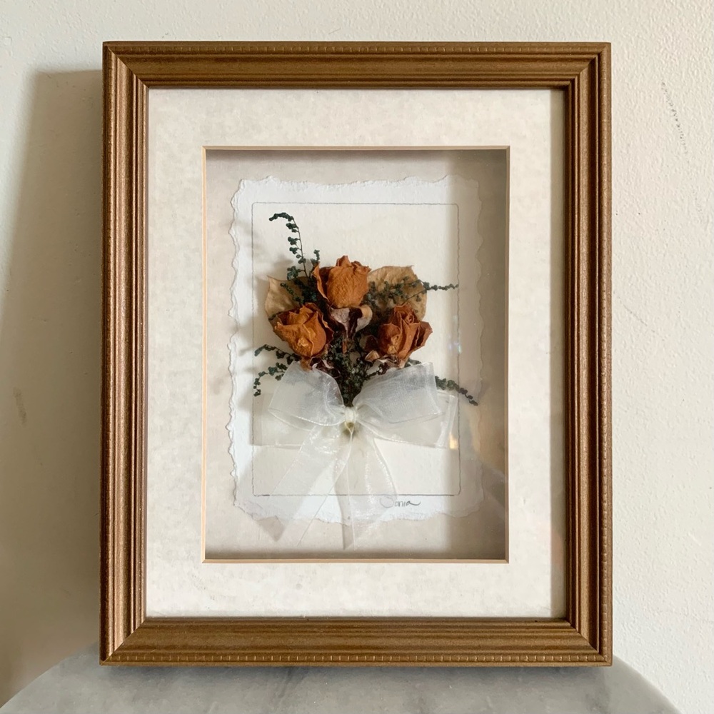 Vintage Framed Dried Flower Art